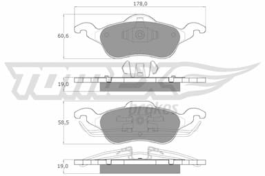 Bremžu uzliku kompl., Disku bremzes TOMEX Brakes TX 12-17 1