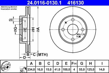 Bremžu diski ATE 24.0116-0130.1 1