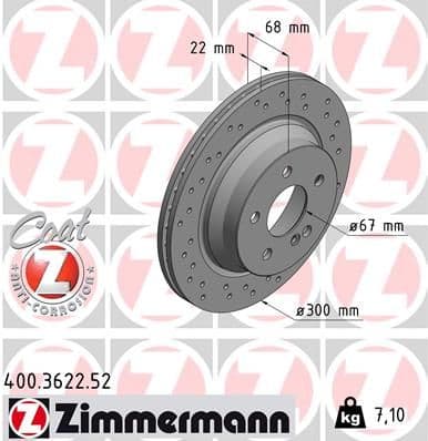 Bremžu diski ZIMMERMANN 400.3622.52 1