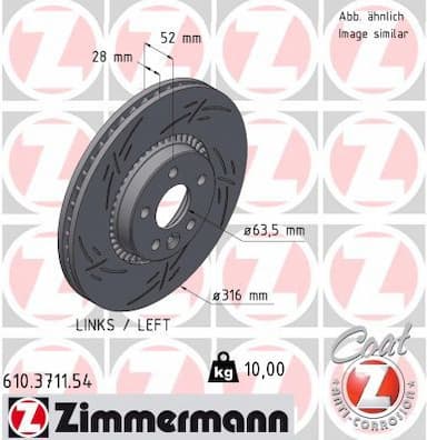 Bremžu diski ZIMMERMANN 610.3711.54 1