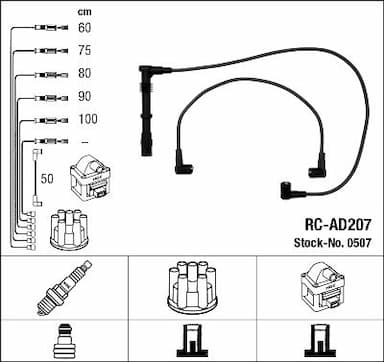 Augstsprieguma vadu komplekts NGK 0507 1