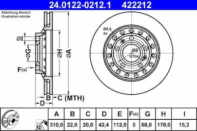 Bremžu diski ATE 24.0122-0212.1 1