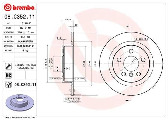 Bremžu diski BREMBO 08.C352.11 1