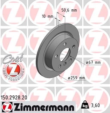 Bremžu diski ZIMMERMANN 150.2928.20 1