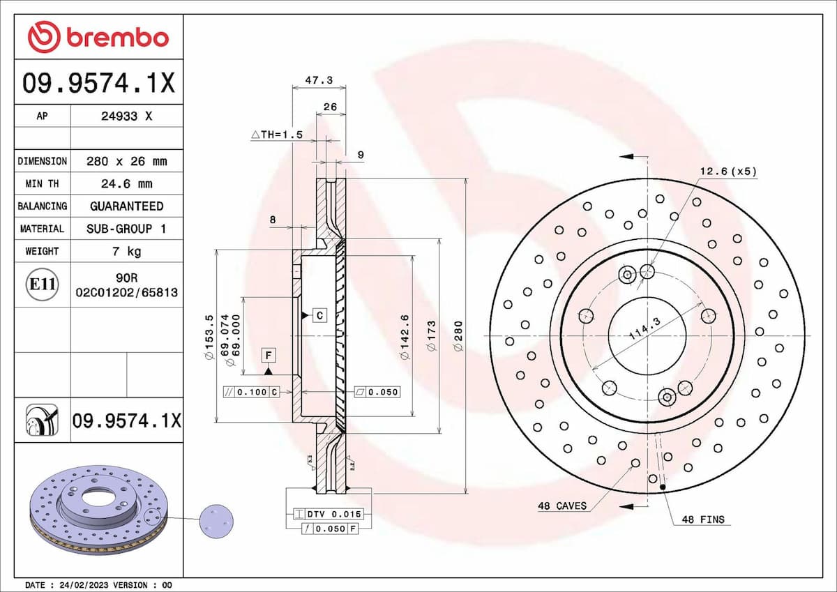 Bremžu diski BREMBO 09.9574.1X 1