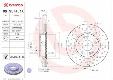 Bremžu diski BREMBO 09.9574.1X 1