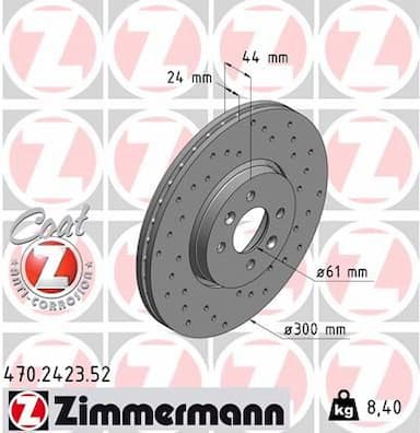 Bremžu diski ZIMMERMANN 470.2423.52 1