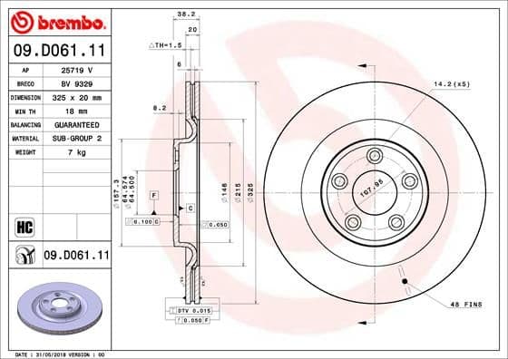 Bremžu diski BREMBO 09.D061.11 1