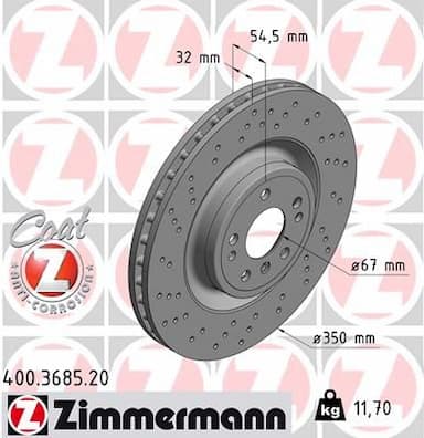 Bremžu diski ZIMMERMANN 400.3685.20 1