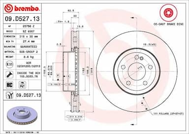 Bremžu diski BREMBO 09.D527.13 1