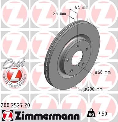 Bremžu diski ZIMMERMANN 200.2527.20 1