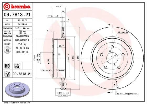 Bremžu diski BREMBO 09.7813.21 1