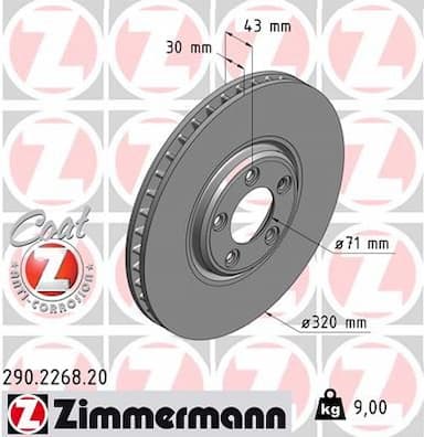 Bremžu diski ZIMMERMANN 290.2268.20 1