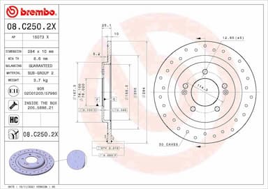 Bremžu diski BREMBO 08.C250.2X 1