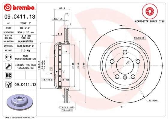 Bremžu diski BREMBO 09.C411.13 1