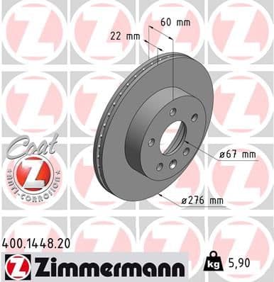 Bremžu diski ZIMMERMANN 400.1448.20 1