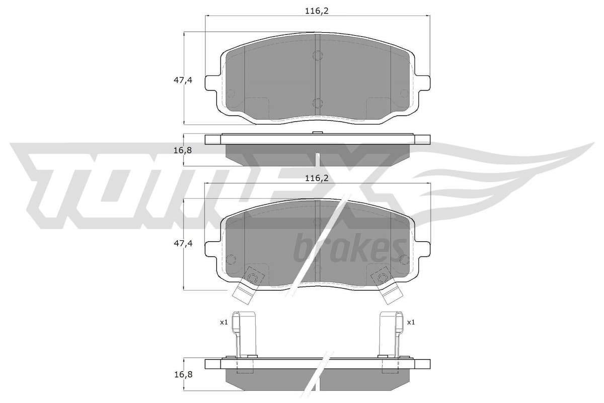 Bremžu uzliku kompl., Disku bremzes TOMEX Brakes TX 15-74 1