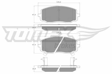 Bremžu uzliku kompl., Disku bremzes TOMEX Brakes TX 15-74 1