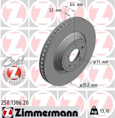 Bremžu diski ZIMMERMANN 250.1386.20 1