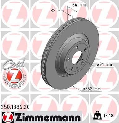 Bremžu diski ZIMMERMANN 250.1386.20 1