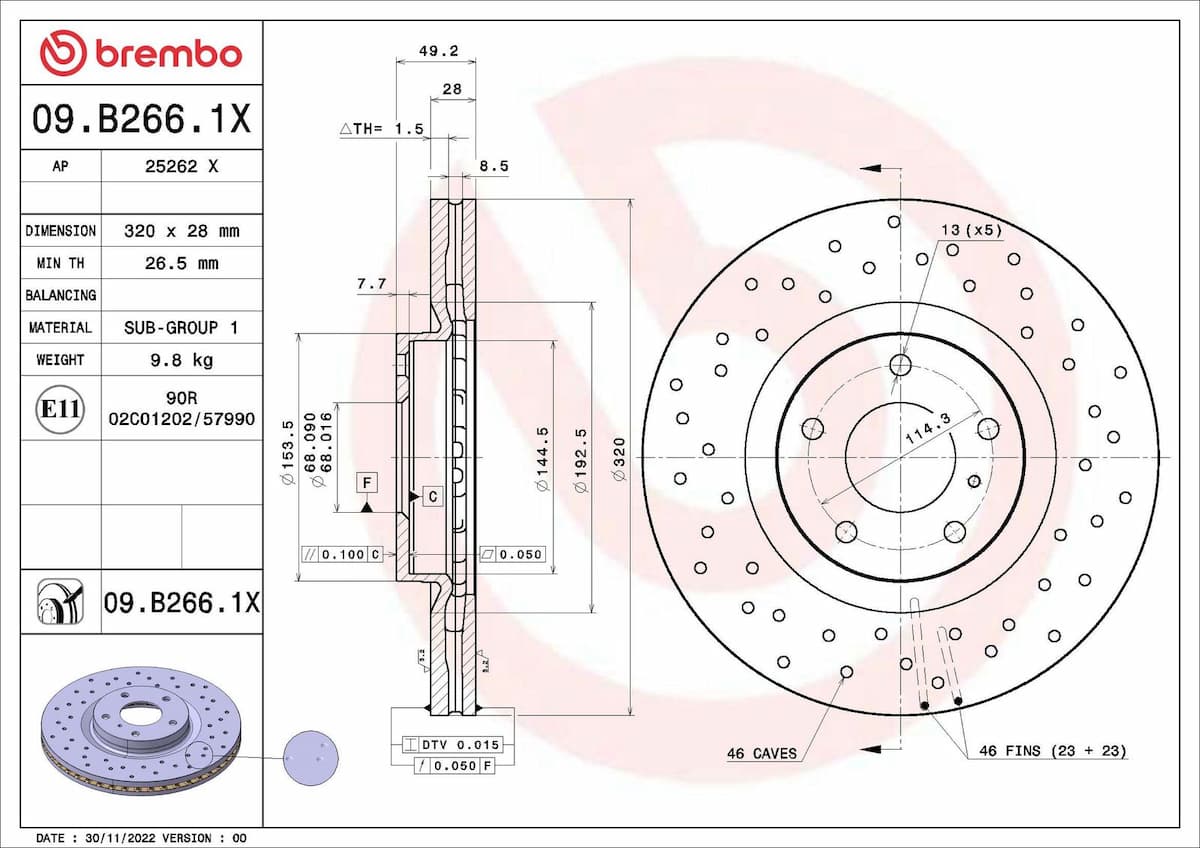 Bremžu diski BREMBO 09.B266.1X 1