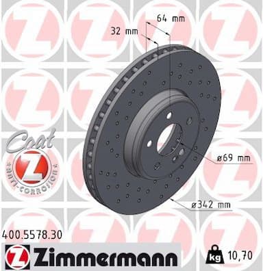 Bremžu diski ZIMMERMANN 400.5578.30 1