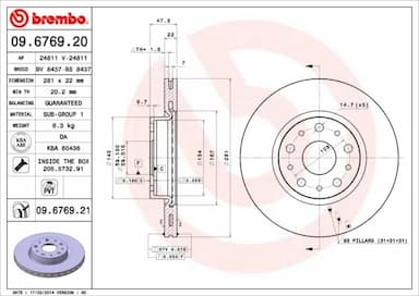 Bremžu diski BREMBO 09.6769.21 1