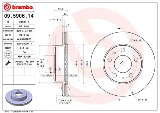 Bremžu diski BREMBO 09.5906.14 1