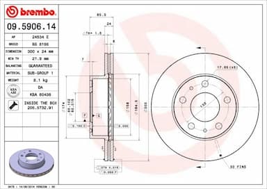 Bremžu diski BREMBO 09.5906.14 1