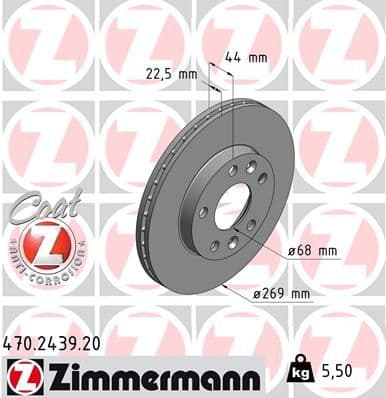 Bremžu diski ZIMMERMANN 470.2439.20 1