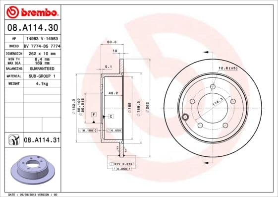 Bremžu diski BREMBO 08.A114.31 1