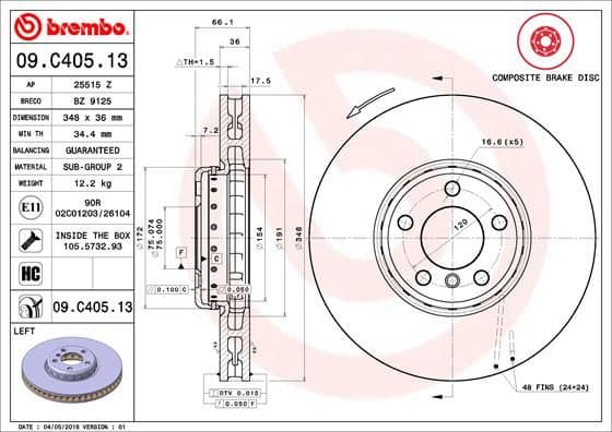 Bremžu diski BREMBO 09.C405.13 1