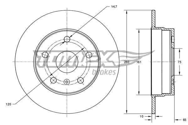 Bremžu diski TOMEX Brakes TX 74-00 1