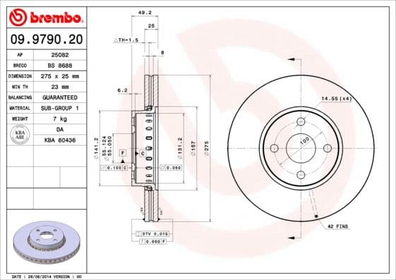 Bremžu diski BREMBO 09.9790.20 1