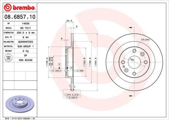 Bremžu diski BREMBO 08.6857.10 1