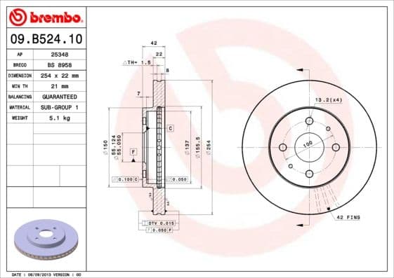 Bremžu diski BREMBO 09.B524.10 1