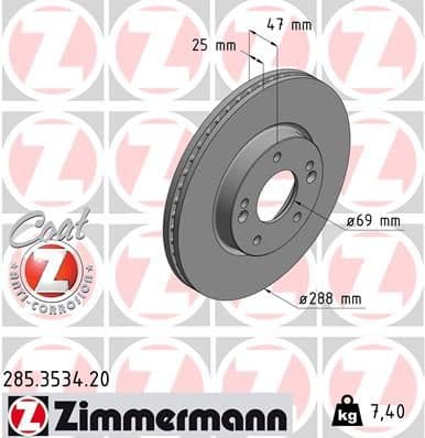 Bremžu diski ZIMMERMANN 285.3534.20 1