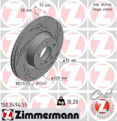 Bremžu diski ZIMMERMANN 150.3494.55 1