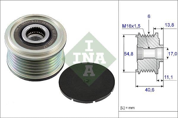 Ģeneratora brīvgaitas mehānisms INA 535 0102 10 1