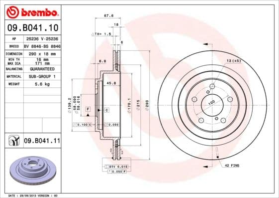 Bremžu diski BREMBO 09.B041.11 1