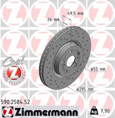 Bremžu diski ZIMMERMANN 590.2584.52 1