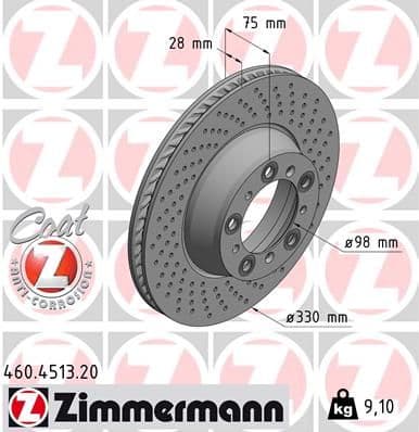 Bremžu diski ZIMMERMANN 460.4513.20 1