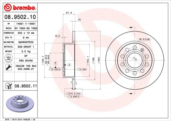 Bremžu diski BREMBO 08.9502.11 1