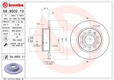 Bremžu diski BREMBO 08.9502.11 1