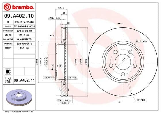 Bremžu diski BREMBO 09.A402.11 1