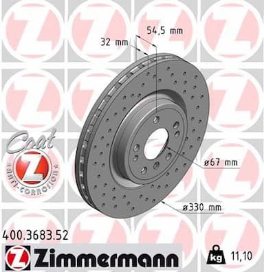 Bremžu diski ZIMMERMANN 400.3683.52 1