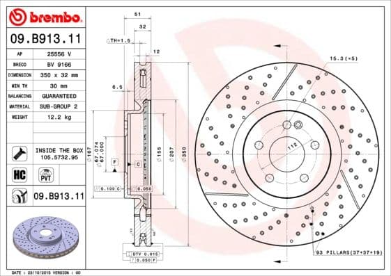 Bremžu diski BREMBO 09.B913.11 1