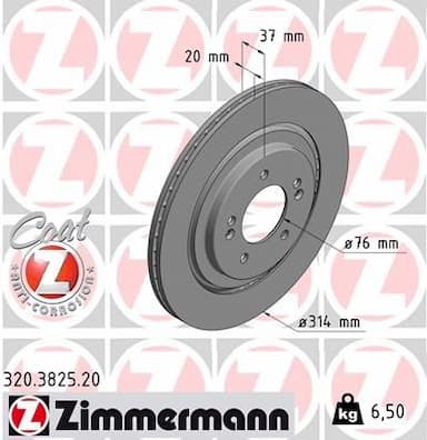 Bremžu diski ZIMMERMANN 320.3825.20 1