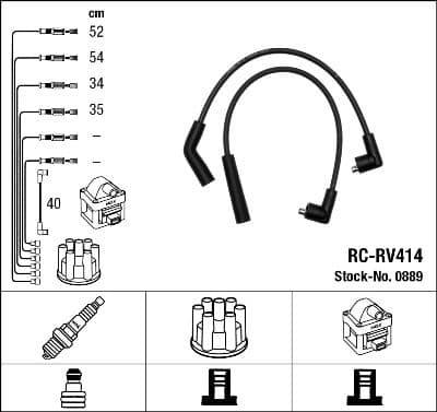 Augstsprieguma vadu komplekts NGK 0889 1