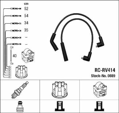 Augstsprieguma vadu komplekts NGK 0889 1